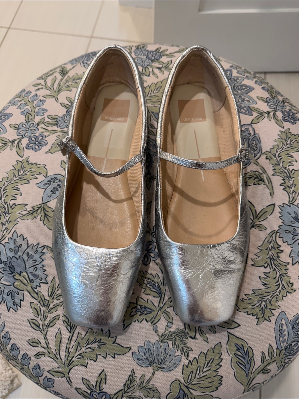 Dolce Vita Metallic Silver Mary Jane Flats